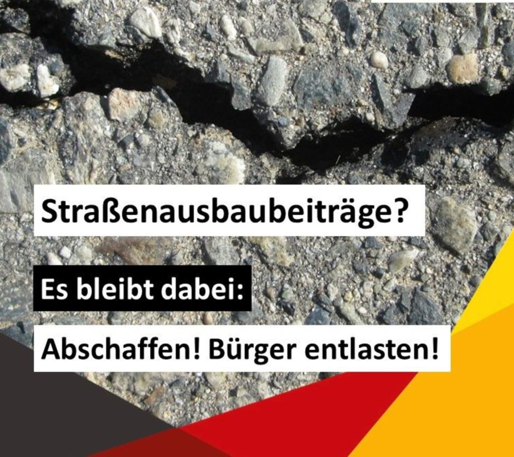 CDU: Straßenausbaubeiträge müssen abgeschafft werden!