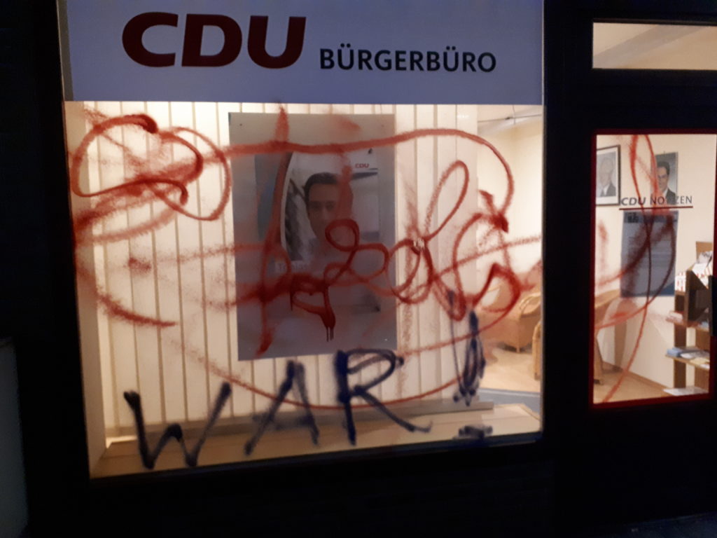 Farbattacke auf CDU-Geschäftsstelle in Hann. Münden